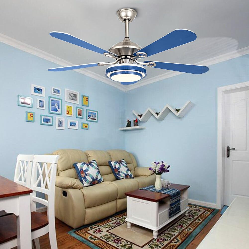 WATEBATH 52" Ceiling Fans with Lights and Remote,LED Dimmable Modern Ceiling Fan with 3 Color Temperature,Memory Function,5 Dual Finish Blades,Indoor