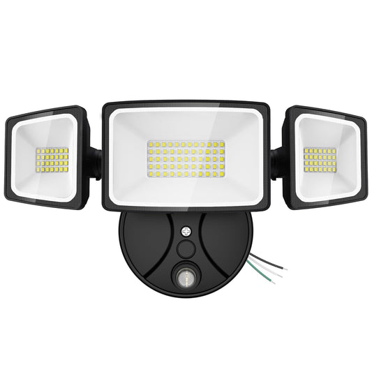 Onforu 80W Dusk to Dawn Outdoor Lighting,8000LM Black Flood Lights Outdoor,IP65 Waterproof Exterior Security LED Light,3 Adjustable Heads Photocell