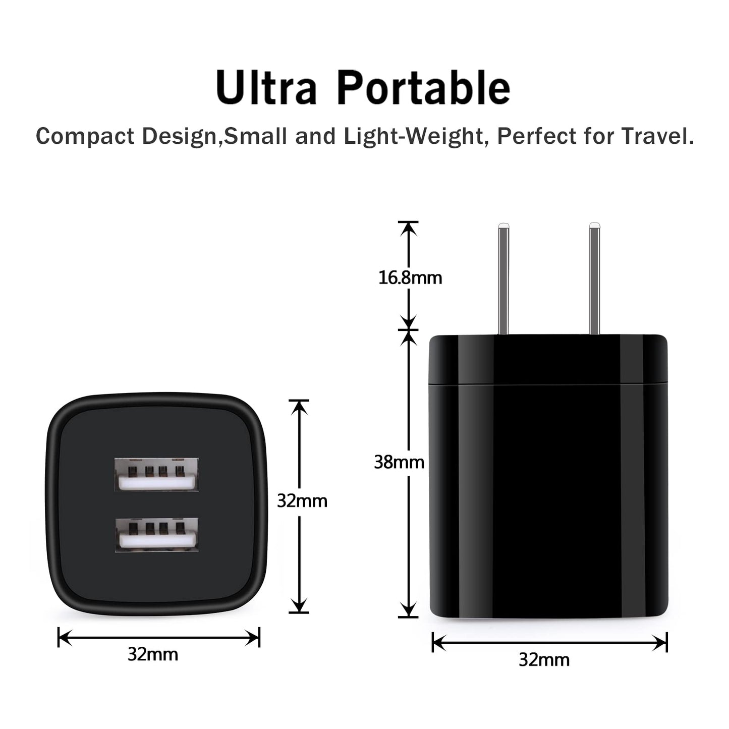 USB Wall Plug,GiGreen 2.1A Dual Port USB Power Block Quick Charger Plug Cubes 5 Pack Compatible iPhone 17 Pro Max/Air/16/15/14/13/12/11,Samsung Galaxy