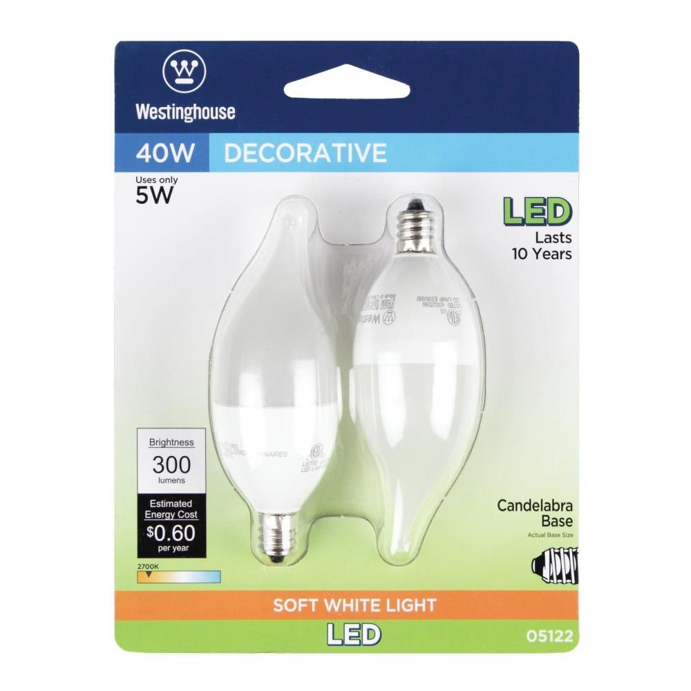Westinghouse 0512200 40W Equivalent C11 Soft White LED Light Bulb with Candelabra Base