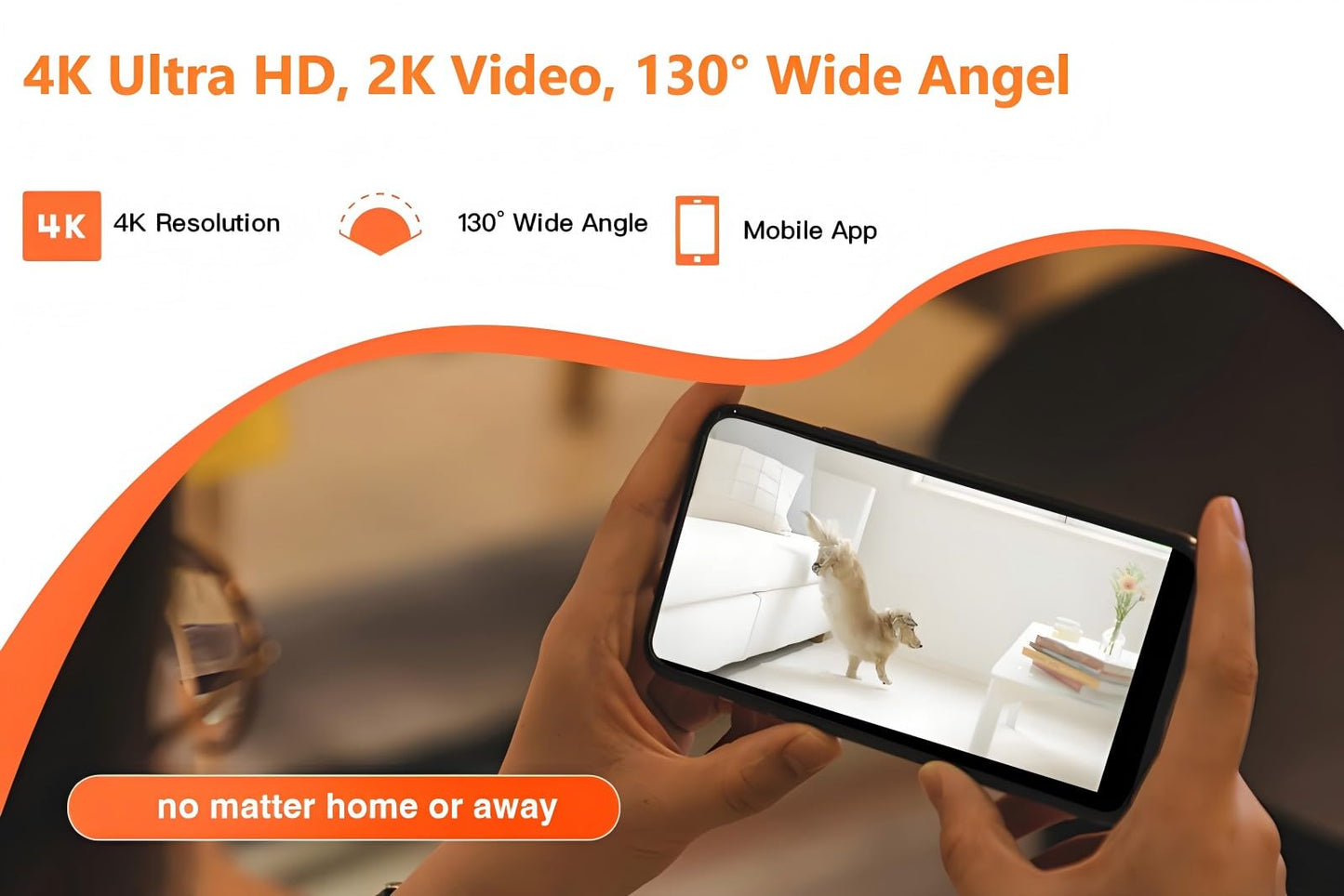 XXAXX 4K Ultra HD WiFi Security Camera, Stream to Phone, Motion Detection, SD Card Slot, Phone App, Video-Only