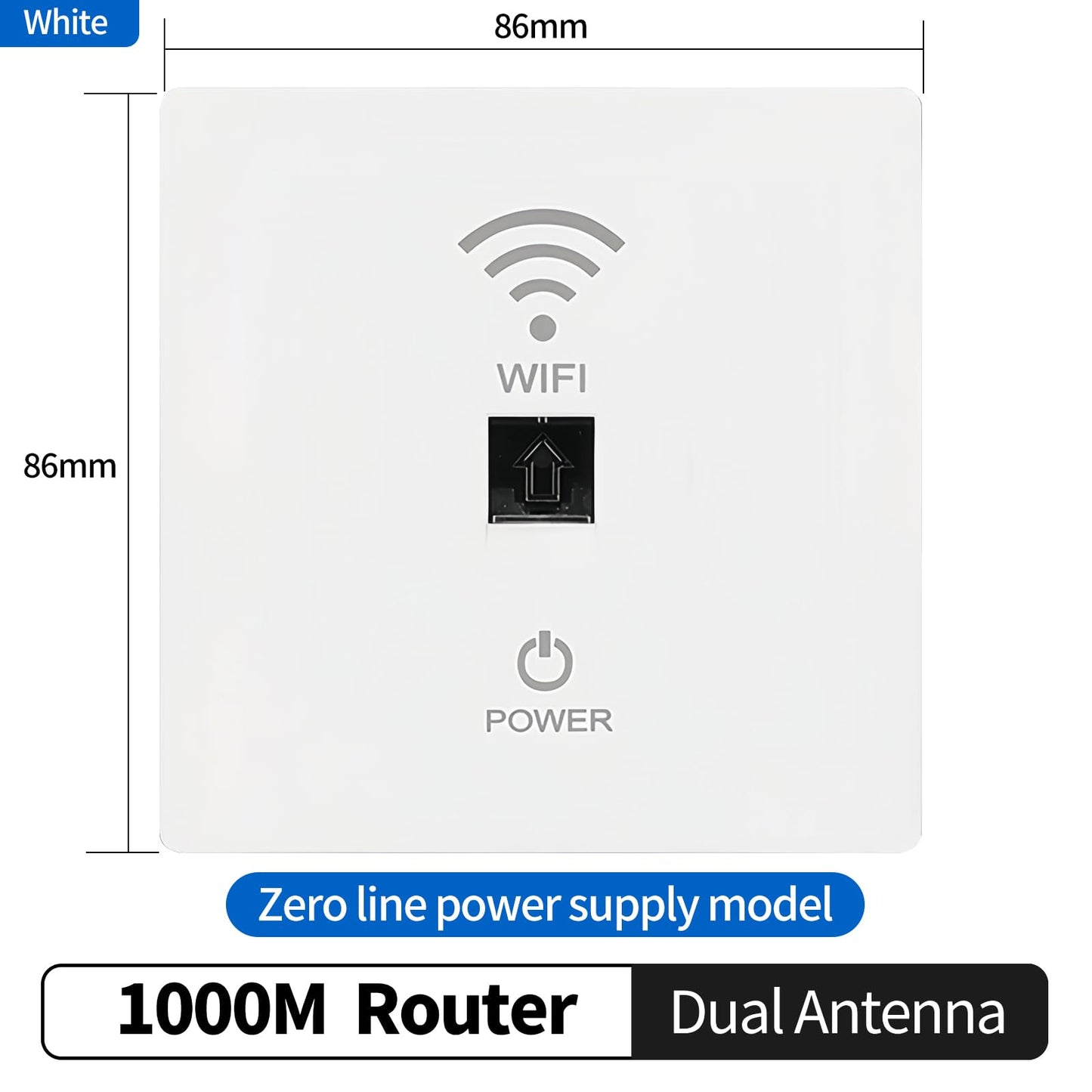 1000Mbps, White, Wall Mount WiFi Router, Wireless Access Point