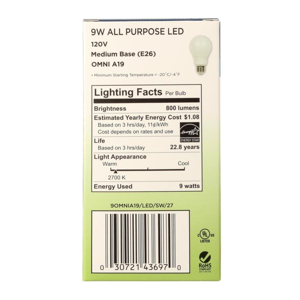 Westinghouse 4369700 60-Watt Equivalent Omni A19 Soft White LED Light Bulb with Medium Base (6 Pack)