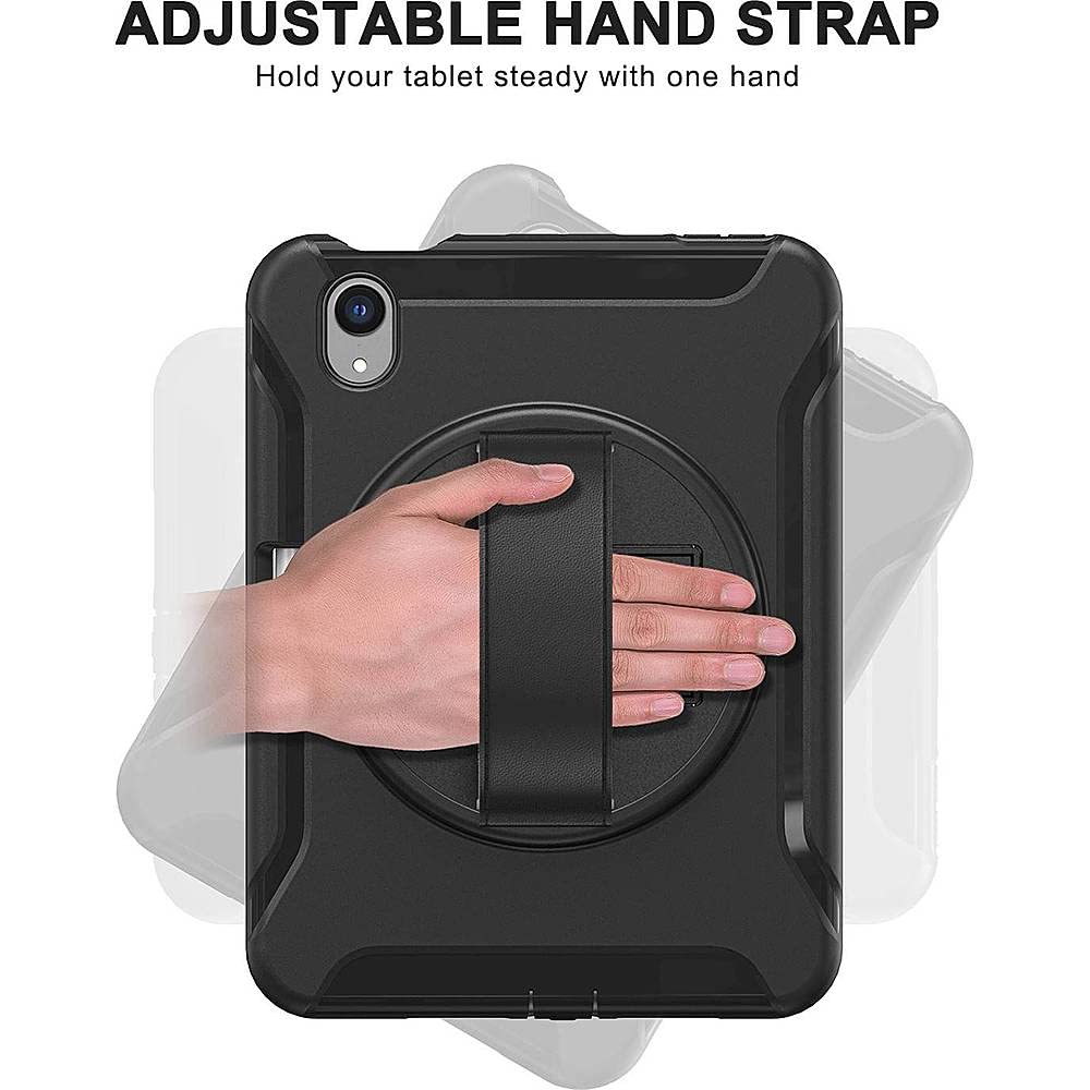 Sahara - Protection Hand Strap Series Case for iPad mini (A17 Pro) and iPad mini (6th Generation 2021), Black, (TB00054)