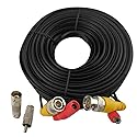 BNC Cable Video Power All-in-One Extension Cable 60FT CCTV Camera Wire with BNC RCA Connectors for Security Camera Systems, Black, CB60