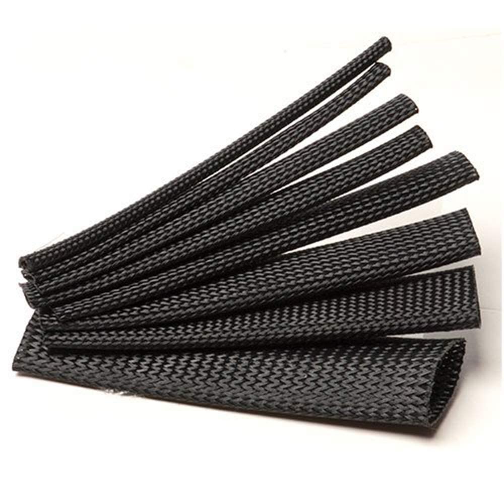 Techflex 2 Inch Flexo Clean Cut Braided Cable Sleeve - Black - 10 Feet