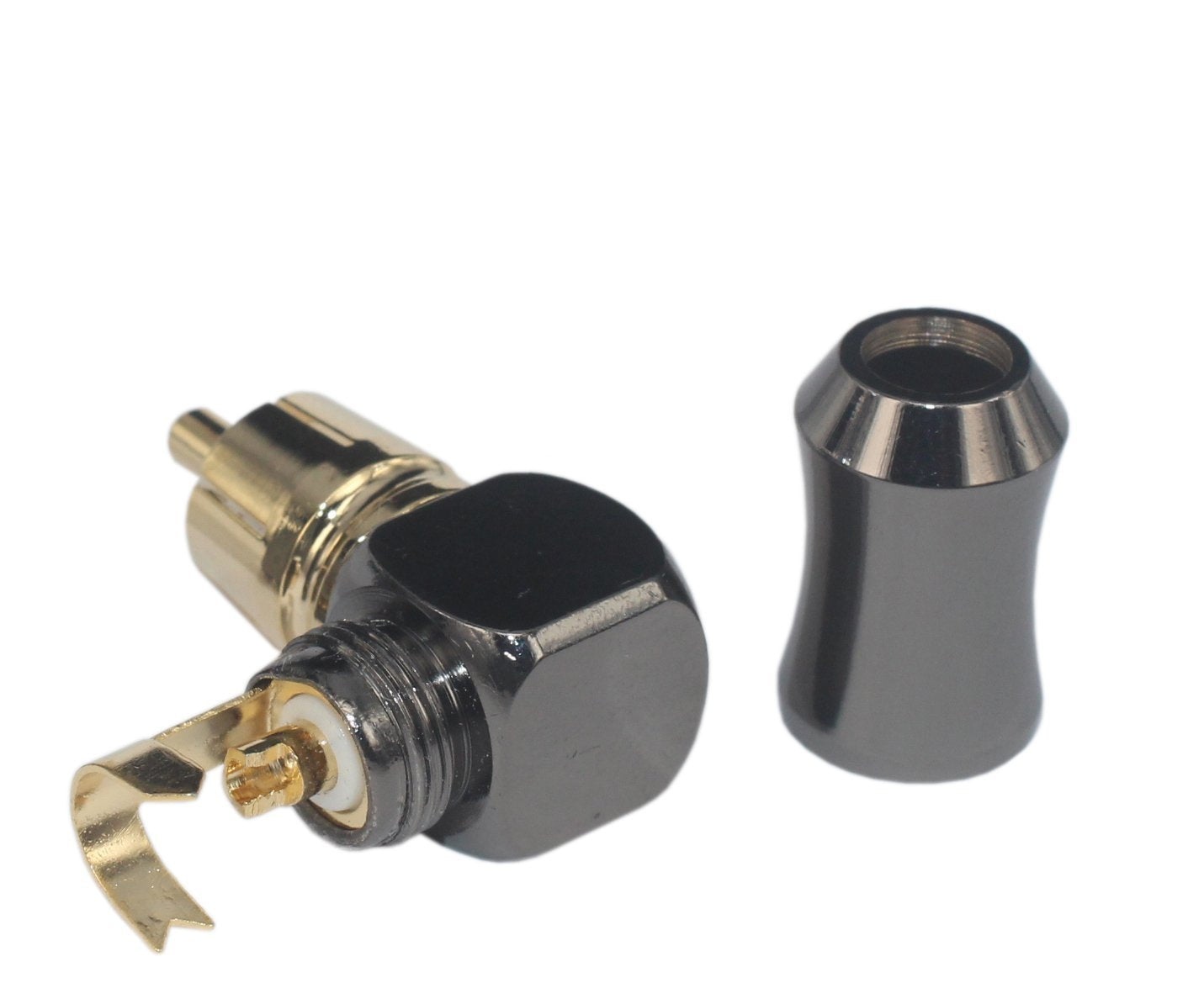 [2Pcs 90° Angle] Hi End RCA Male Plug Adapter Audio Phono Gold Plated Solder Connector KK-01
