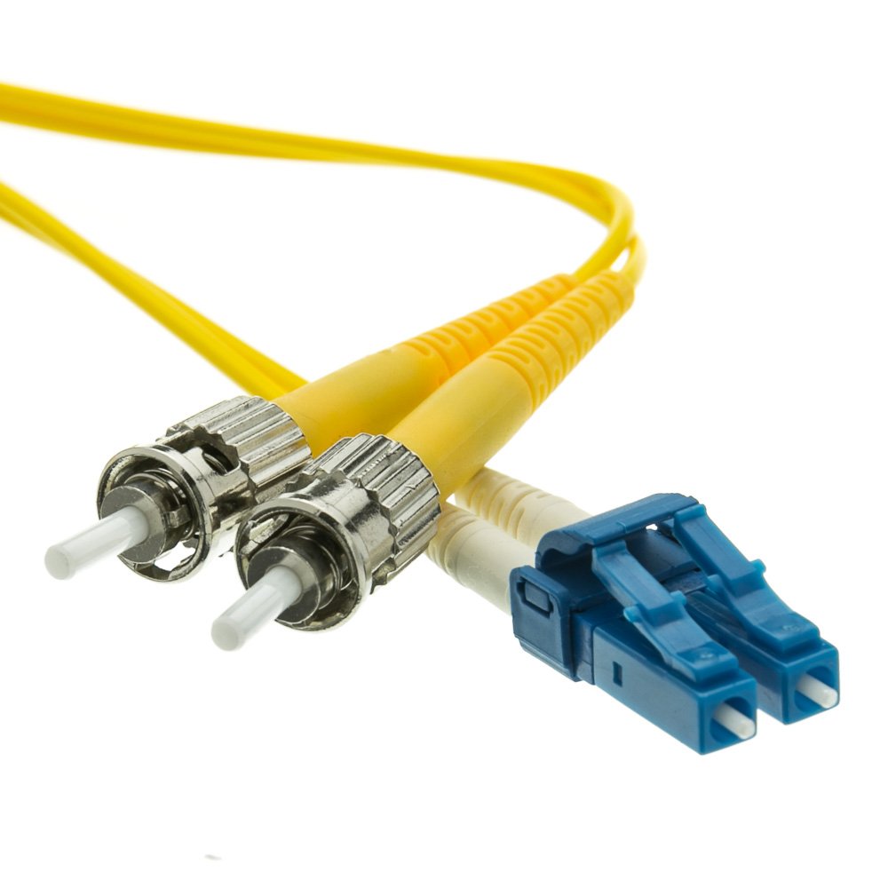 CableWholesale LC to ST OS2 Singlemode Duplex Fiber Patch Cord, 5m/16.5ft