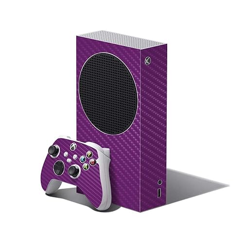 MightySkins Carbon Fiber Skin Compatible with Xbox Series S Bundle - Solid Purple | Protective, Durable Textured Carbon Fiber Finish | Easy to Apply