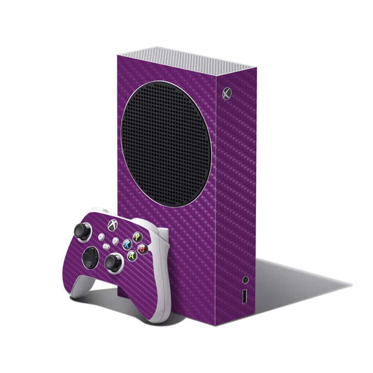 MightySkins Carbon Fiber Skin Compatible with Xbox Series S Bundle - Solid Purple | Protective, Durable Textured Carbon Fiber Finish | Easy to Apply