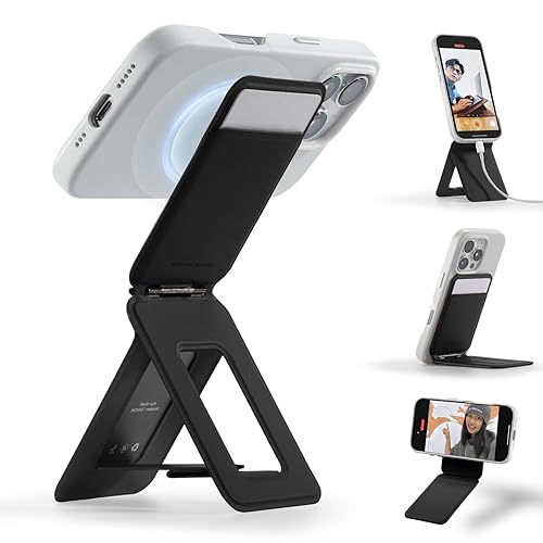 MOFT Phone Tripod Wallet for iPhone, Mulit-Angles, Lightweight & Portable Phone Stand, MOVAS Vegan Leather Magnetic Wallet, Strong Magnets, NFC Card