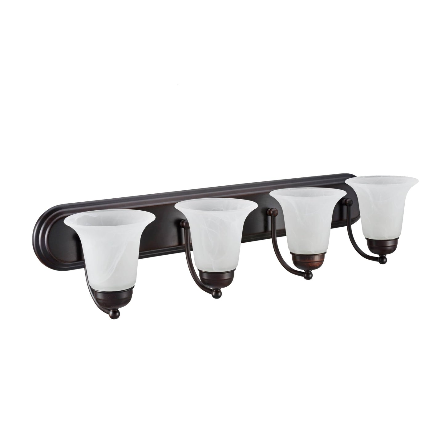 Aspen Creative 62271-1, Bathroom Vanity 4 Lights Fixture, 29-7/8" W x 6-3/4" H x 8-1/8" D, Oil Rubbed Bronze Finish/Alabaster Glass