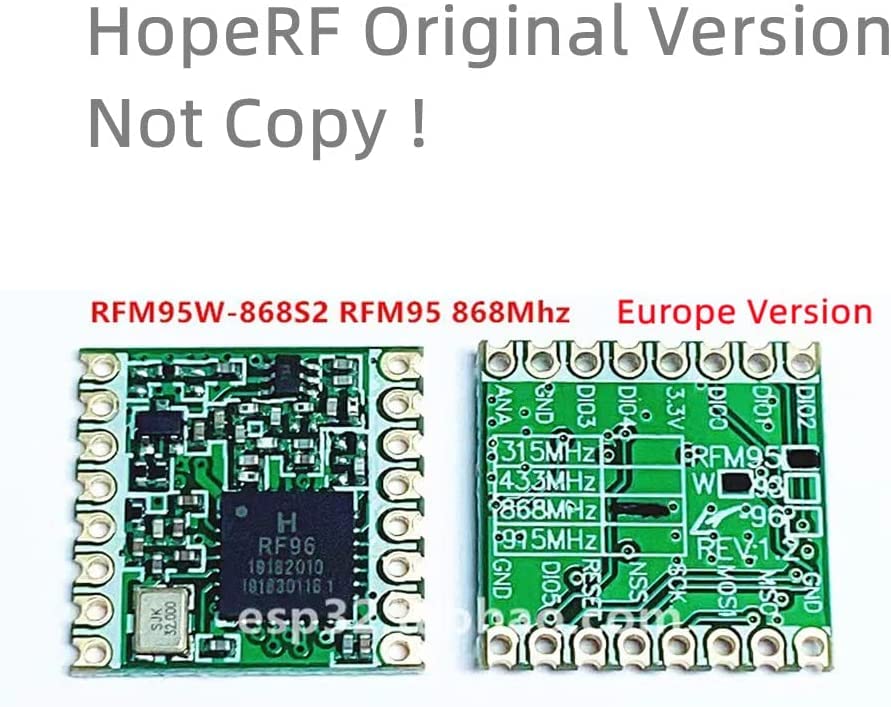 Lubeby Smart HopeRF Original sx1276 Based RF Module, LoRa1276 RFM95W 915Mhz Lora Ultra Long Range Transceiver (RFM95W (915MHz) * 2 PCS)