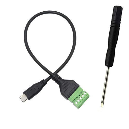 XMSJSIY USB C Terminal, Type C Male Screw Terminal Block Connector Solderless Pluggable 5P Block Extension Cord Transfer Data & Charging for Type-C