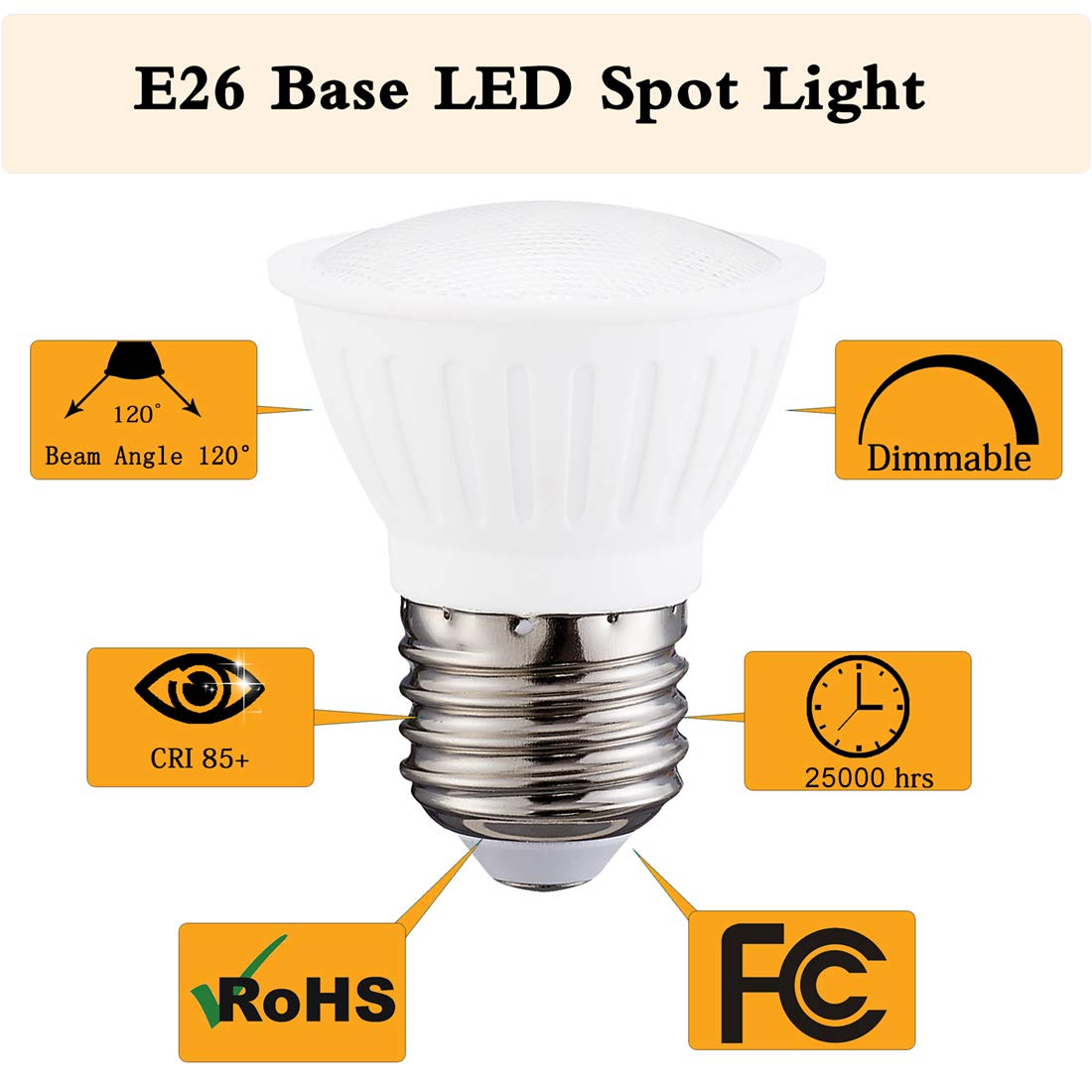 Small frog PAR16 Led Bulb Daylight 7W Replace 65W Halogen Light Bulbs, 700LM E26 Base Dimmable for Indoor and Outdoor Lighting, Pack of 6