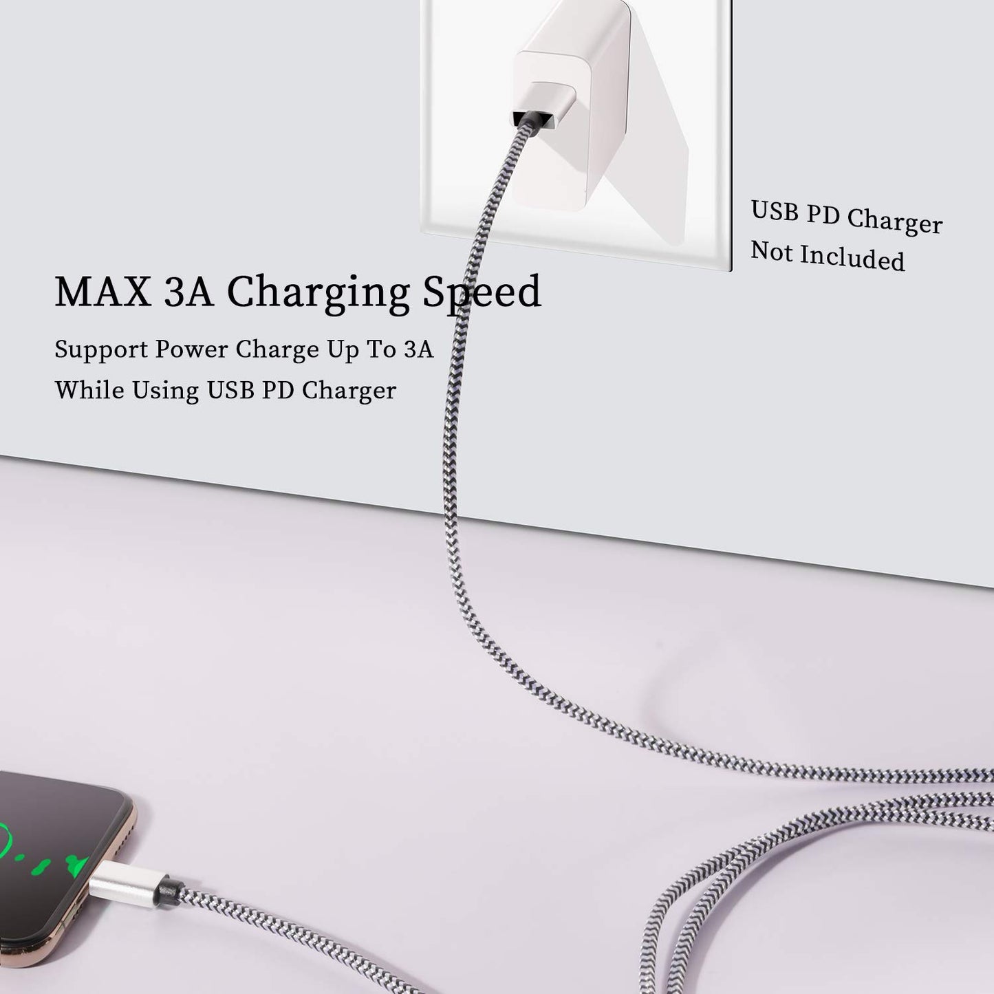 QQLIKE USB Type c Cable, 5 Pack (6FT) Nylon Braided USB C Cables 3A Fast Charging Charger for Samsung Galaxy S9/S8 Note8/9 20 10 S21 S20 S10 Plus C