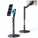 Nauttxon Angle Height Adjustable Magnetic Phone Stand for Desk [10"-25"] - Retractable Cell Phone Holder for Video Recording Cooking Excising Working