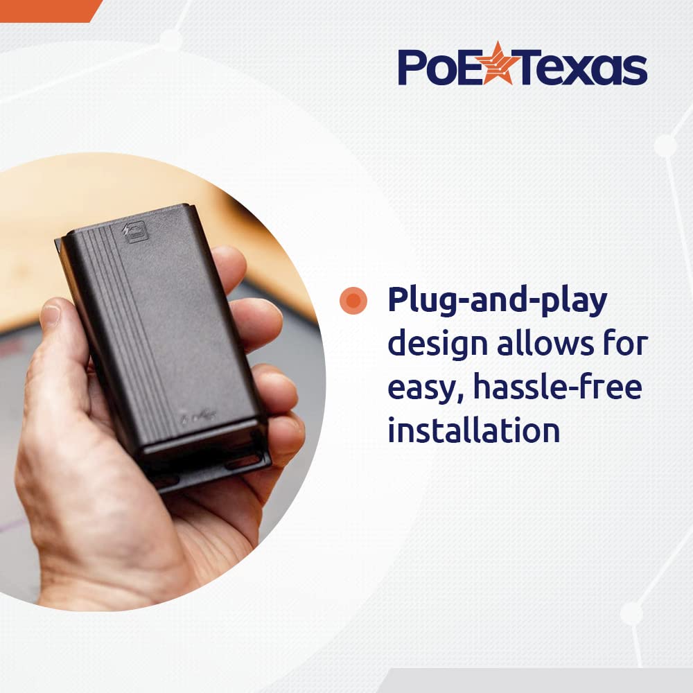 PoE Texas PoE+ to USB-C Splitter - 25W Power & Data Converter for iPad Pro, Air, Mini, Surface Go, Google Pixel, Samsung, Lenovo - Fast Ethernet
