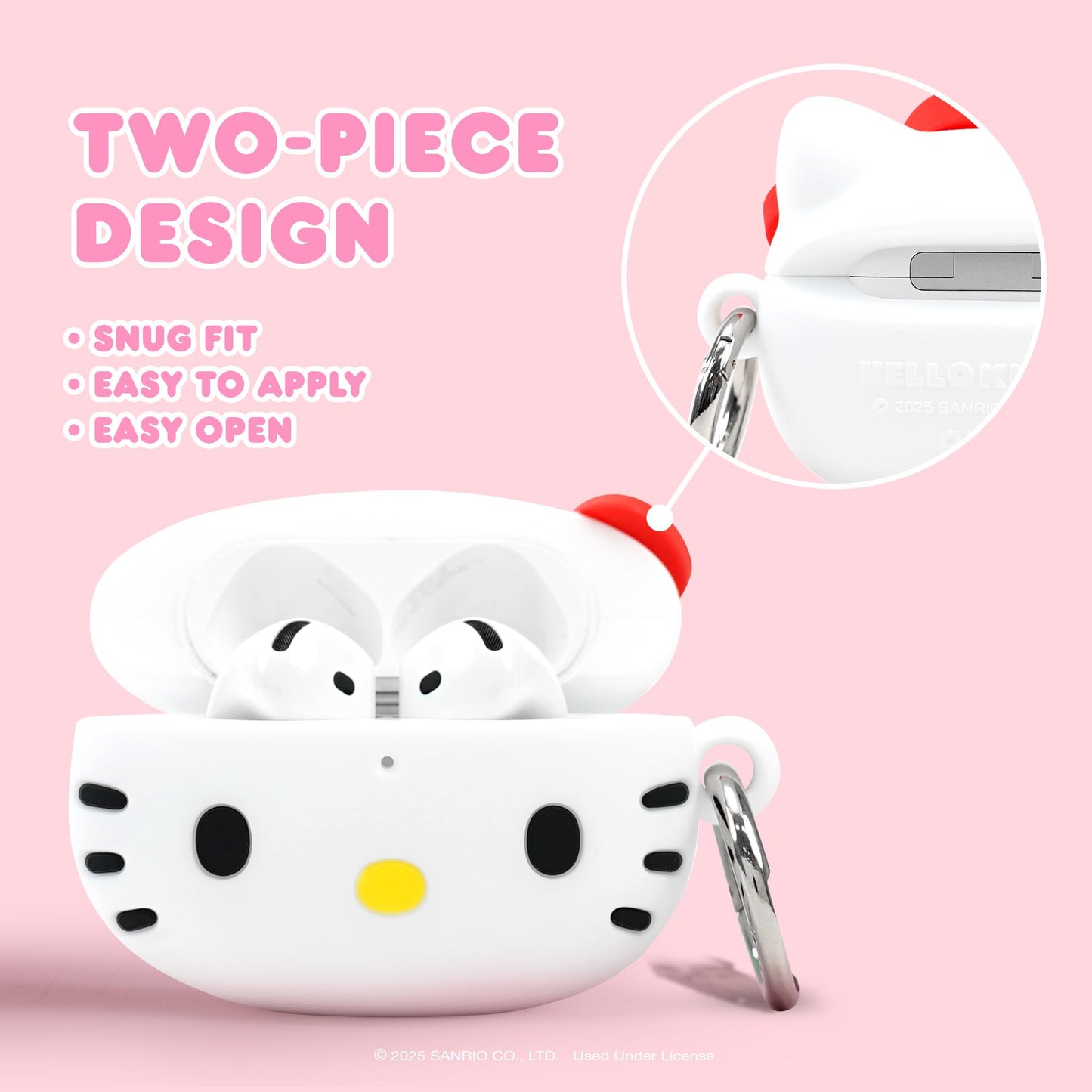iFace Sanrio Case Compatible with AirPods 4th gen [Hello Kitty and Friends] - Cute Silicone Protective Cover [Carabiner Clip Included] [Wireless