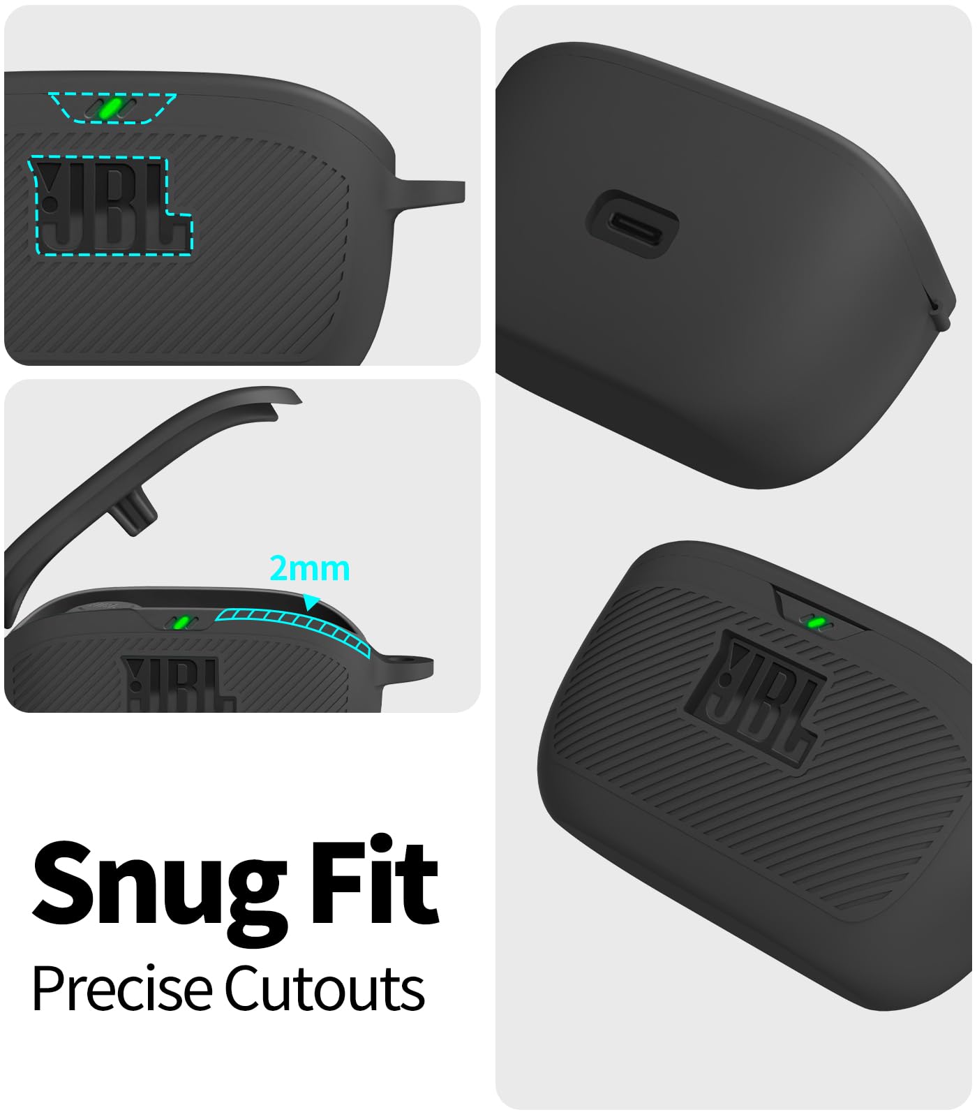 WADVCU for JBL Vibe Buds Case Cover, Silicone Protective Portable Scratch Shock Resistant Logo Visible Design Cover Compatible with JBL Vibe Buds
