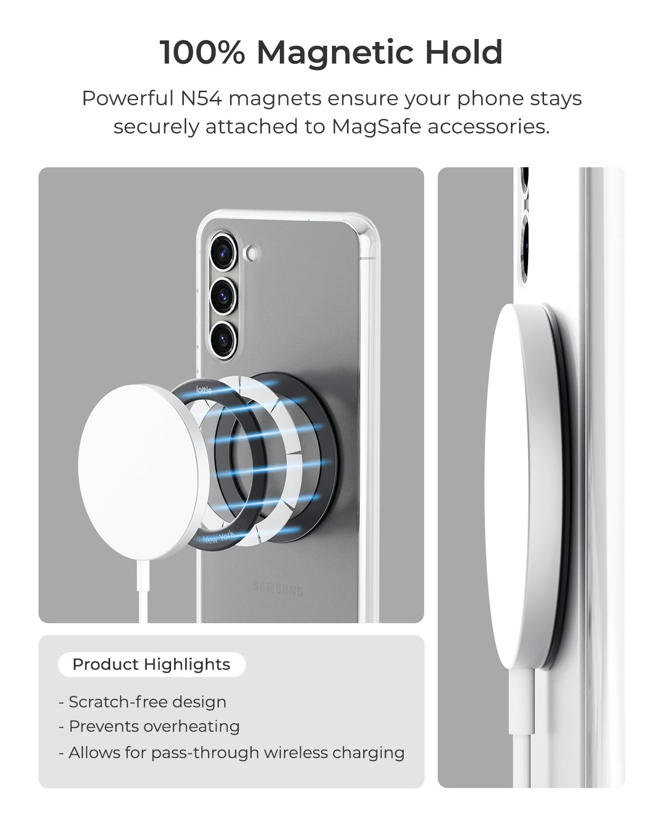 iOttie Universal MagSafe Ring Adapter for Android (2 Pack). Magnetic Adapter Ring Compatible with MagSafe Accessories & Wireless Chargers, Adhesive