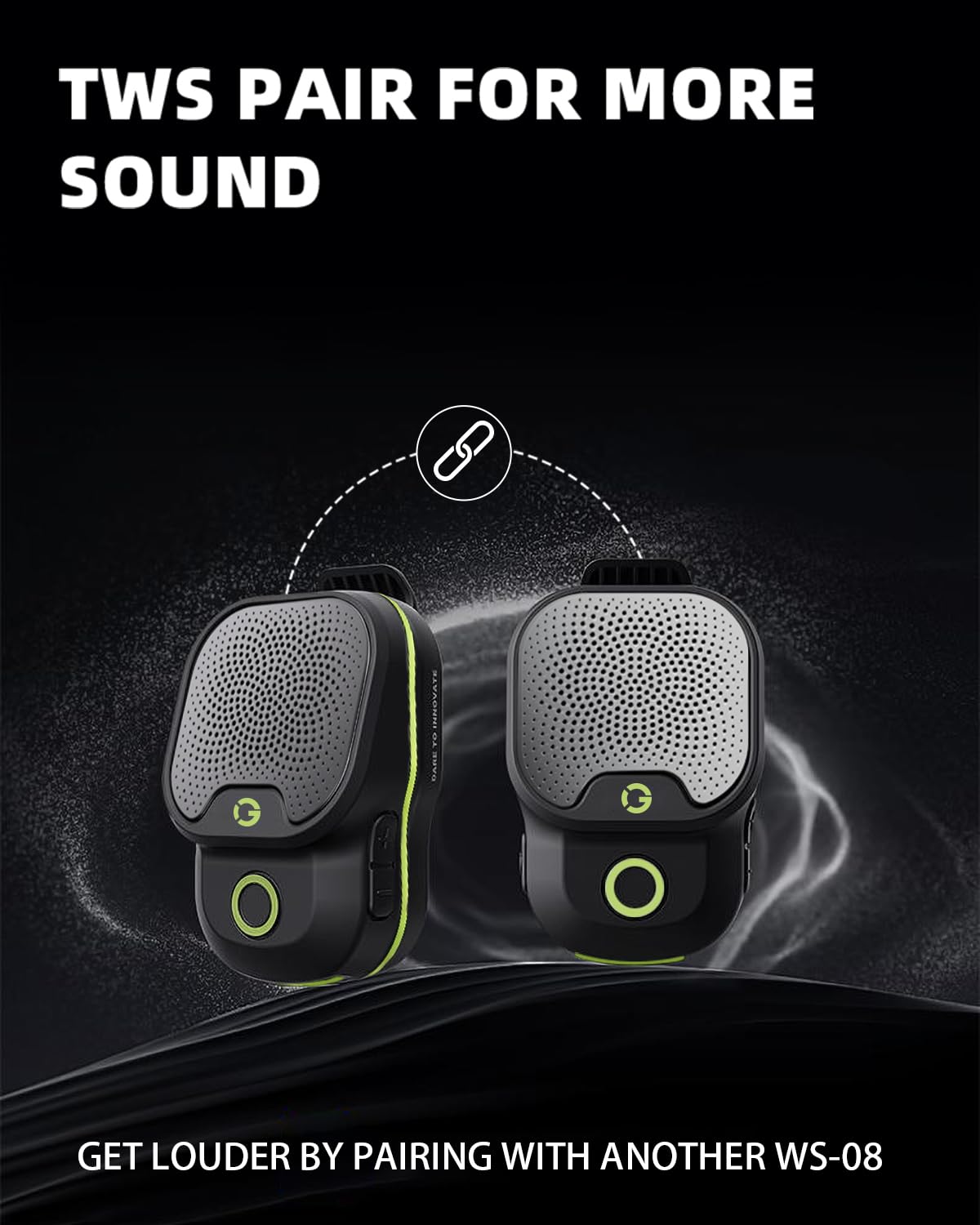 GOTOOLZ Wearable Bluetooth Speaker, Bluetooth 5.4 Clip On Wireless Speaker with Mic, TWS Function, 12Hrs Playtime, IPX7 Waterproof, Mini Portable