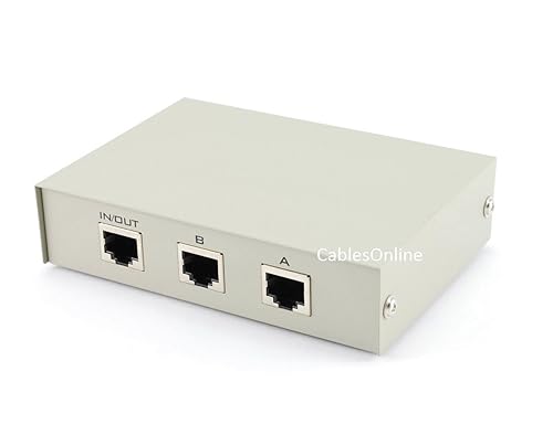 CablesOnline Compact 2-Way RJ45 Ethernet Network Push Button Metal Mini Switch Box (SB-034P)
