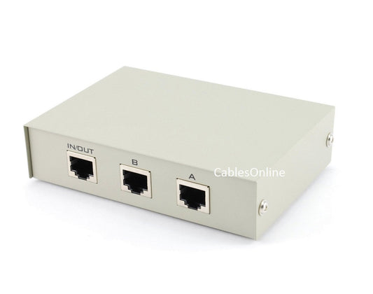 CablesOnline Compact 2-Way RJ45 Ethernet Network Push Button Metal Mini Switch Box (SB-034P)