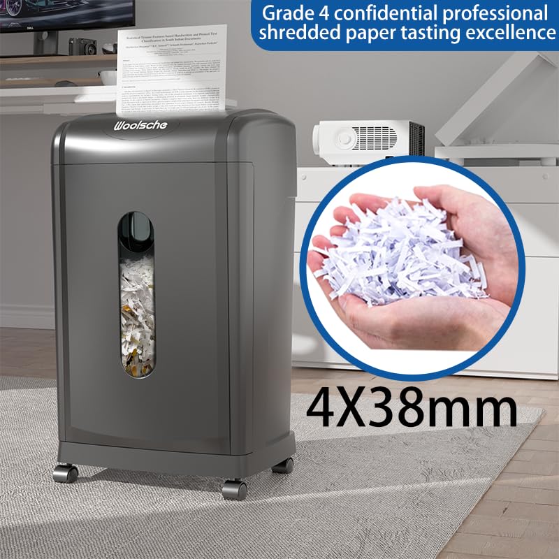 Heavy Duty Paper Shredder & Cross-Cut Document Shredder - 19-Sheet Capacity for Paper/Credit Cards, Quiet Operation with 7.93 Gal Pullout Bin