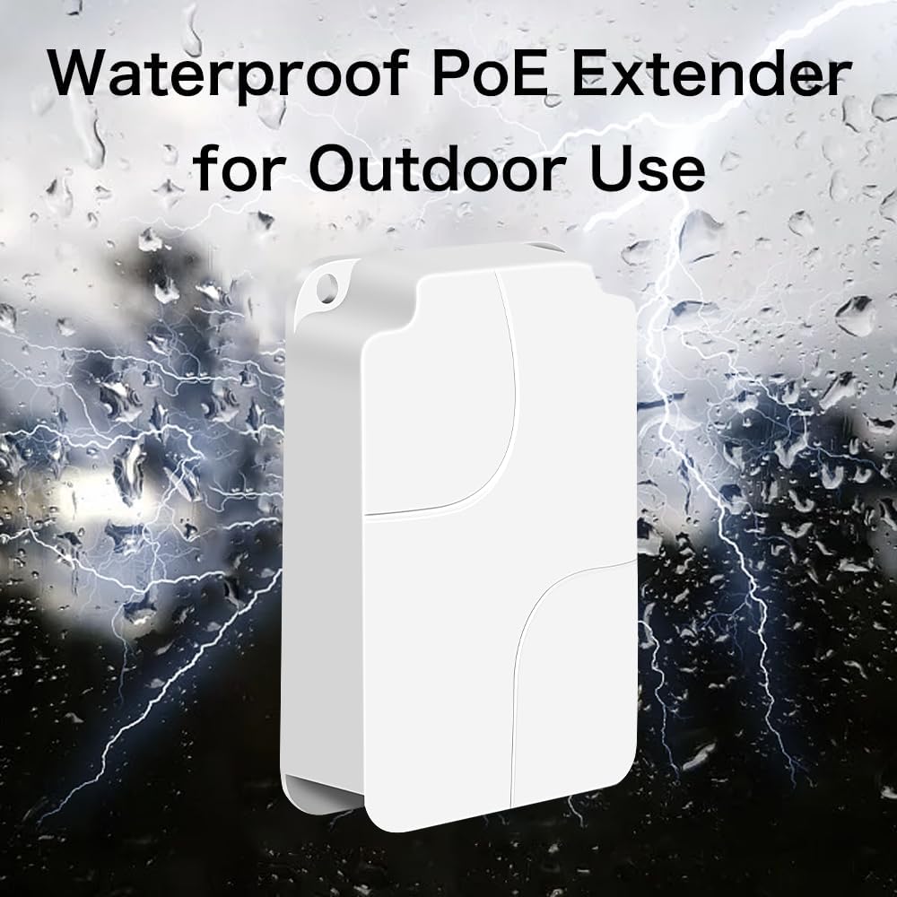 Davuaz Outdoor PoE Gigabit Extender, 1 in 3 Out PoE+ Extender with 1000Mbps, Power Out Up to 24W Power in 30W-IEEE802.3af/at, IP66 Waterproof, Extend