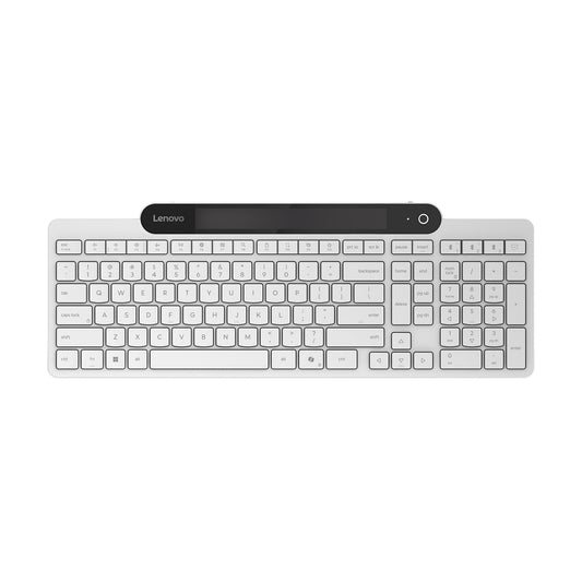 Lenovo 800 Self-Charging Bluetooth Keyboard, Uses Ambient Light for Charging, Bluetooth 5.1, Supports 3 Devices, Battery Free, Wireless, White