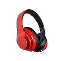 Vizliter Bluetooth Headphones, TWS Deep Bass Wireless Over-Ear Headset 5.3 with Built-in Mic LED Lights, Noise Cancelling Audio Earphones (Red Black)