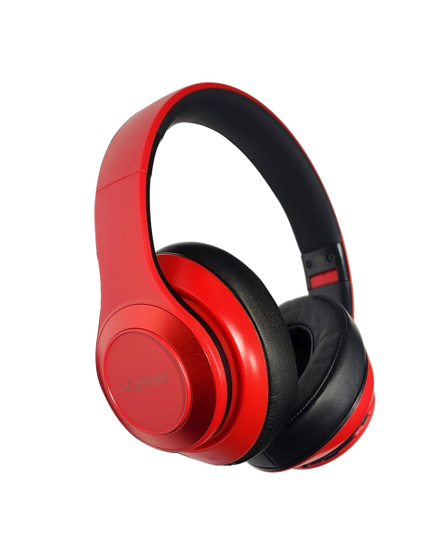 Vizliter Bluetooth Headphones, TWS Deep Bass Wireless Over-Ear Headset 5.3 with Built-in Mic LED Lights, Noise Cancelling Audio Earphones (Red Black)