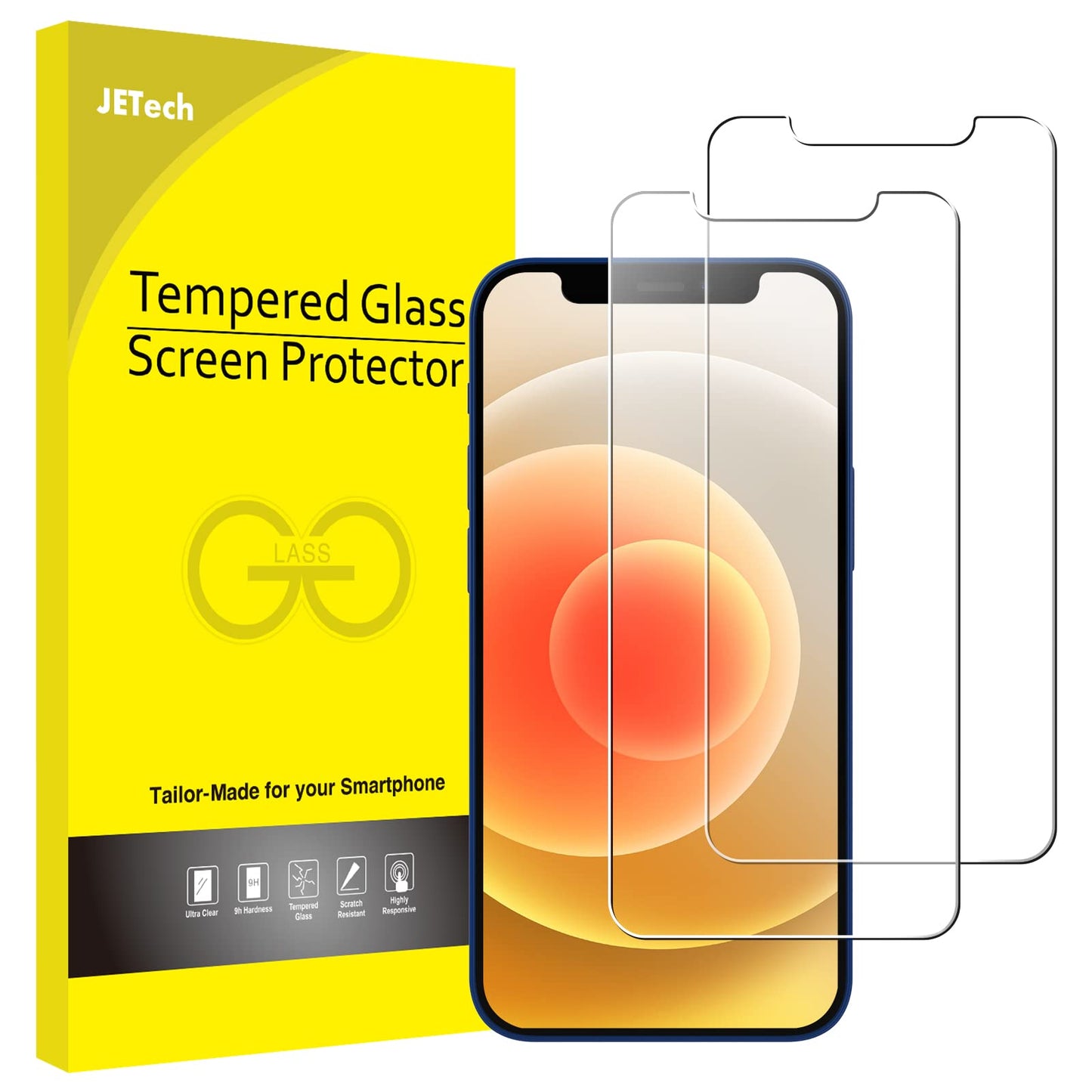 JETech Screen Protector for iPhone 12/12 Pro, 2-Pack