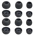 Mijusun Universal Silicone Ear Tips for 4.5mm-7mm Nozzle - 6 Pairs Replacement Earbuds Tips, Comfortable & Case-Compatible Fit (S/M/L), Black