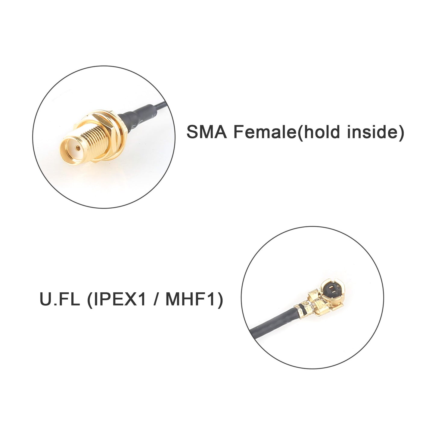2.4GHz Bluetooth WiFi Antenna 2dBi SMA Male (Pin) with U.FL to SMA Female Pigtail RF1.13 Cable 30cm for Amplifier Board
