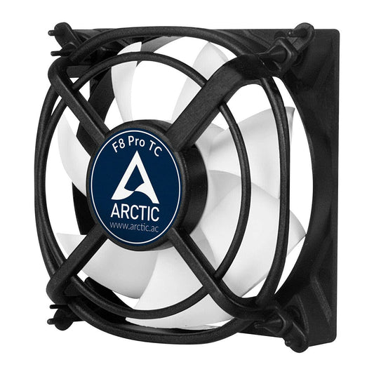 ARCTIC F8 Pro TC - 80 mm Case Fan, Case Fan with Temperature Control, Quiet Motor, Computer, Anti-Vibration-System, Fan Speed: 500-2000 RPM - Black