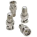 BNC to F Connector 4 Pack BNC Male to F Female Adapter, RG6, RG59 Coax Connector for Scanner, CCTV Camera
