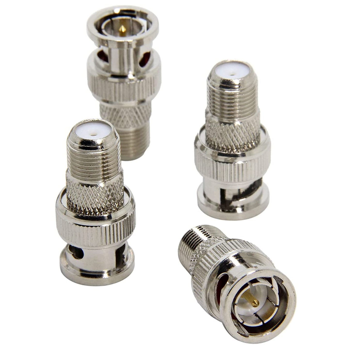 BNC to F Connector 4 Pack BNC Male to F Female Adapter, RG6, RG59 Coax Connector for Scanner, CCTV Camera