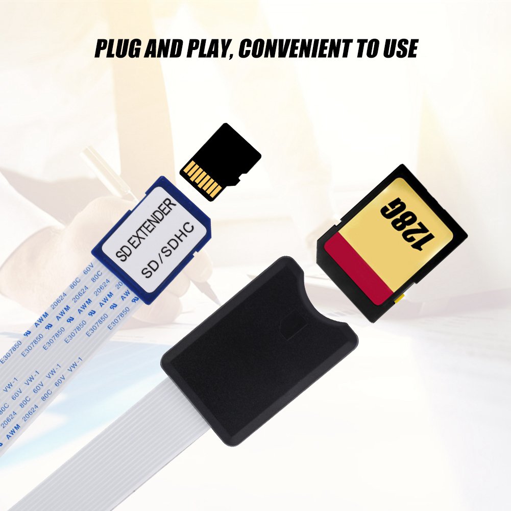 FOSA 48cm SD to SD Card Extender Extension Cable Memory Card Adapter Flexible Extender Cord Linker SDSDHCSDXC for DVD