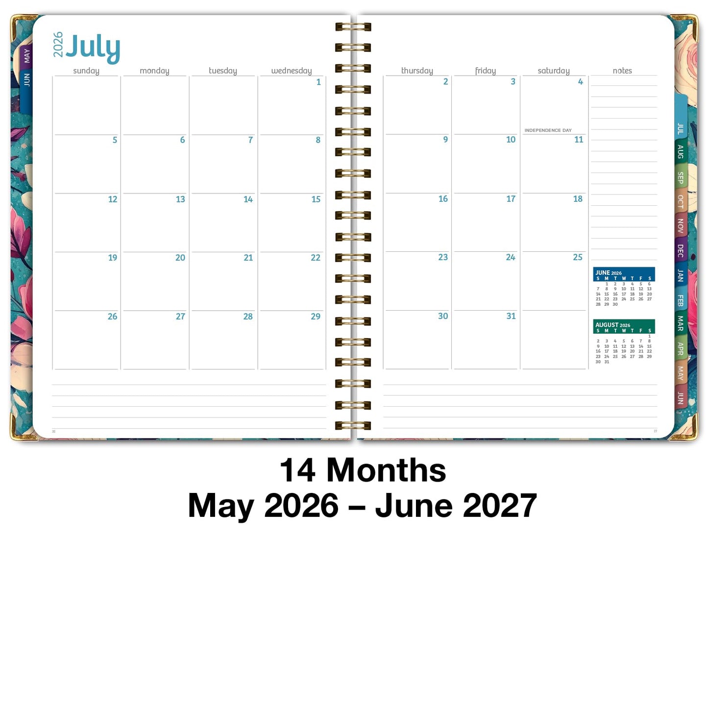 HARDCOVER Academic Year 2026-2027 Planner: 14 Months (May 2026 Through June 2027) 8.5"x 11" Daily Weekly Monthly Planner Yearly Agenda. Bookmark