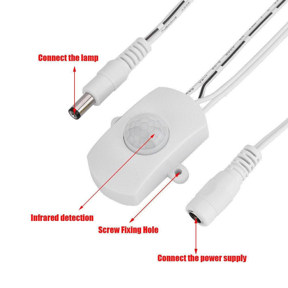 PIR Motion ,6 V-24VDC Mini PIR Infrared Motion Sensor for Motion-Activated Lighting,LED Strips Security System, Automatic Sensory