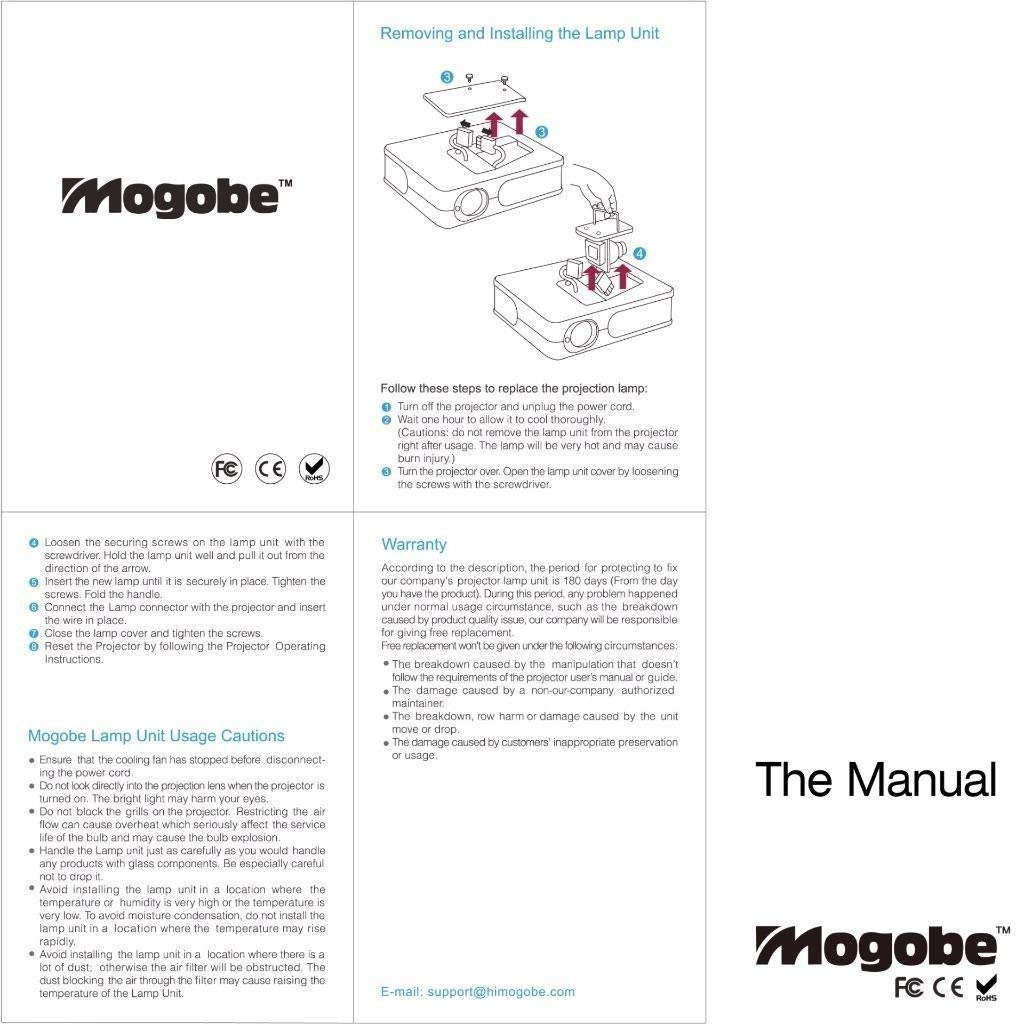 Mogobe for SP.8VH01GC01/BL-FP190E Projector Bare Bulb/Lamp, fits OPTOMA EH200ST GT1080 S316 X316 W316 DX346 BR323 BR326 DH1009