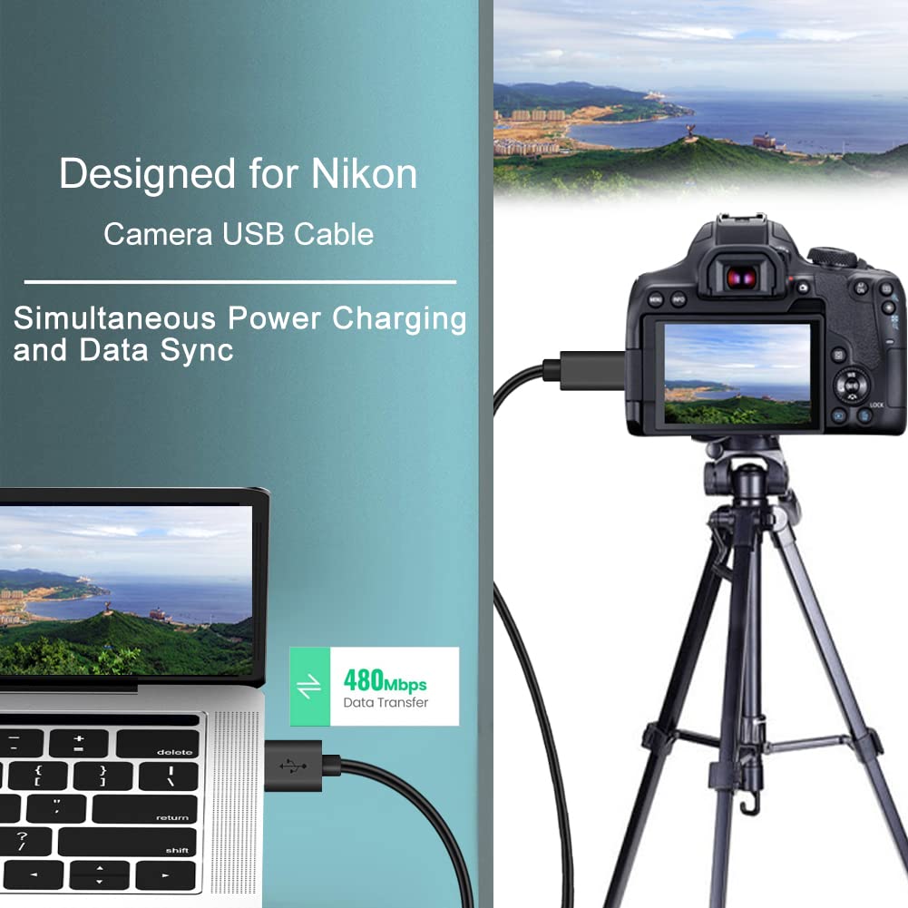 SCOVEE Replacement Camera USB Cable for Nikon Digital DSLR D3400 D3500 D5600 D7500 1J5,Nikon Camera Cord Accessories,UC-E20 Charging Cable Photo Data