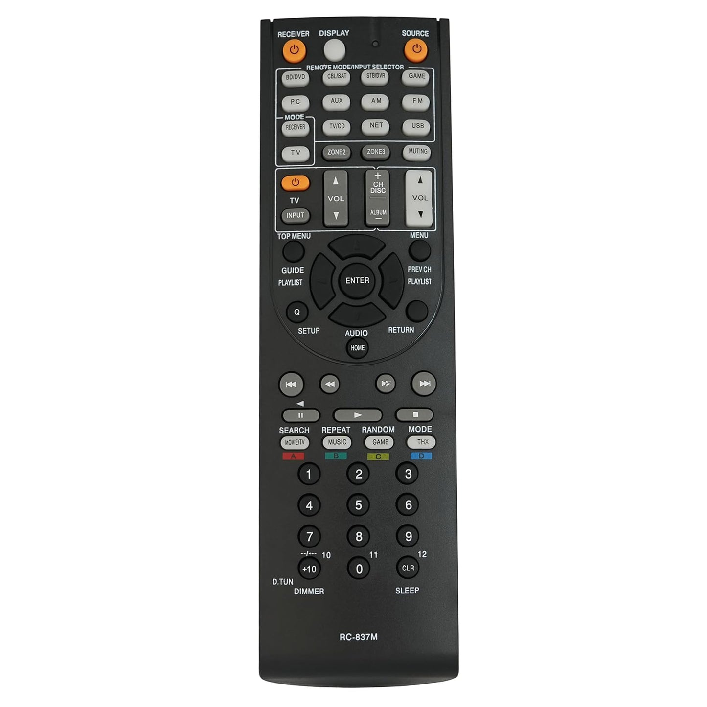 Replacement Remote Control RC-837M for Onkyo AV Receiver HT-R494 HT-S5800 HT-S7805 TX-NR818