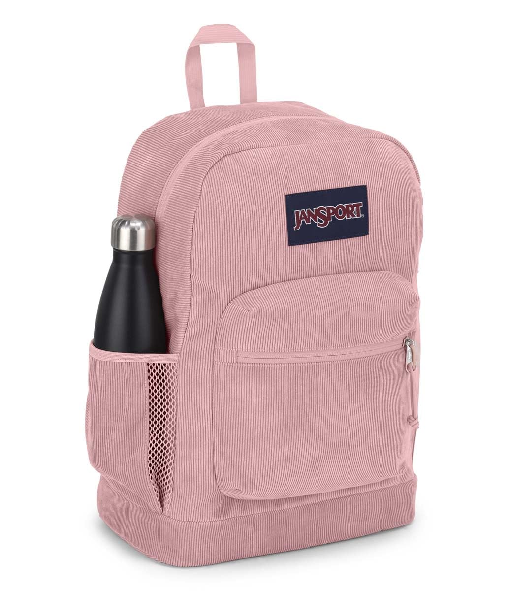 JanSport Cross Town Plus Remix Backpack - Padded Back Panel, Laptop Sleeve, and Front Pocket Organizer - Misty Rose Corduroy