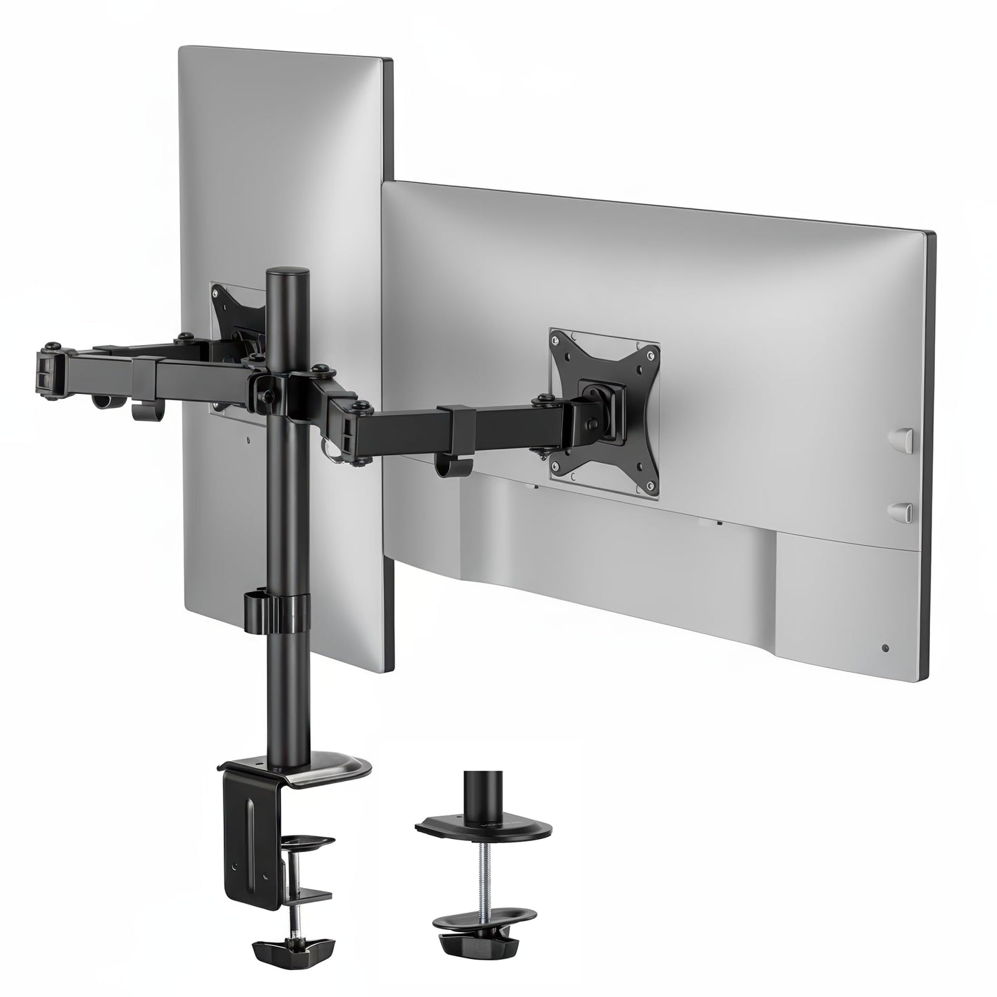 Mount-It! Dual Monitor Stand, Full Motion Desk Mount for 2 Screens up to 32” and 19.8 lbs Each, Tilt Swivel Rotate, VESA 75x75 & 100x100, Adjustable
