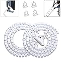 Fanoshon White Cable Management Sleeves 2 PCS Cord Protectors for USB Cable Power Audio Video Wire Cables - Protect Cats Dogs Pets from Chewing Cords