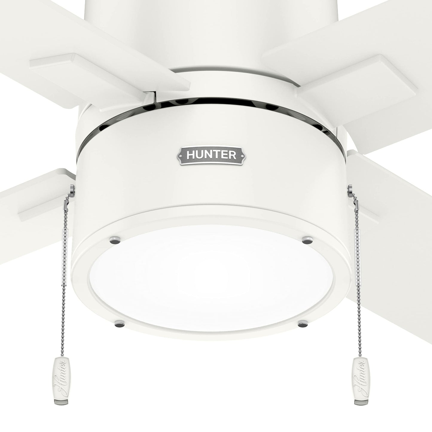 Hunter Fan 42 Inch Casual Fresh White Finish Indoor Ceiling Fan With LED Light Kit and Pull Chain (Renewed)