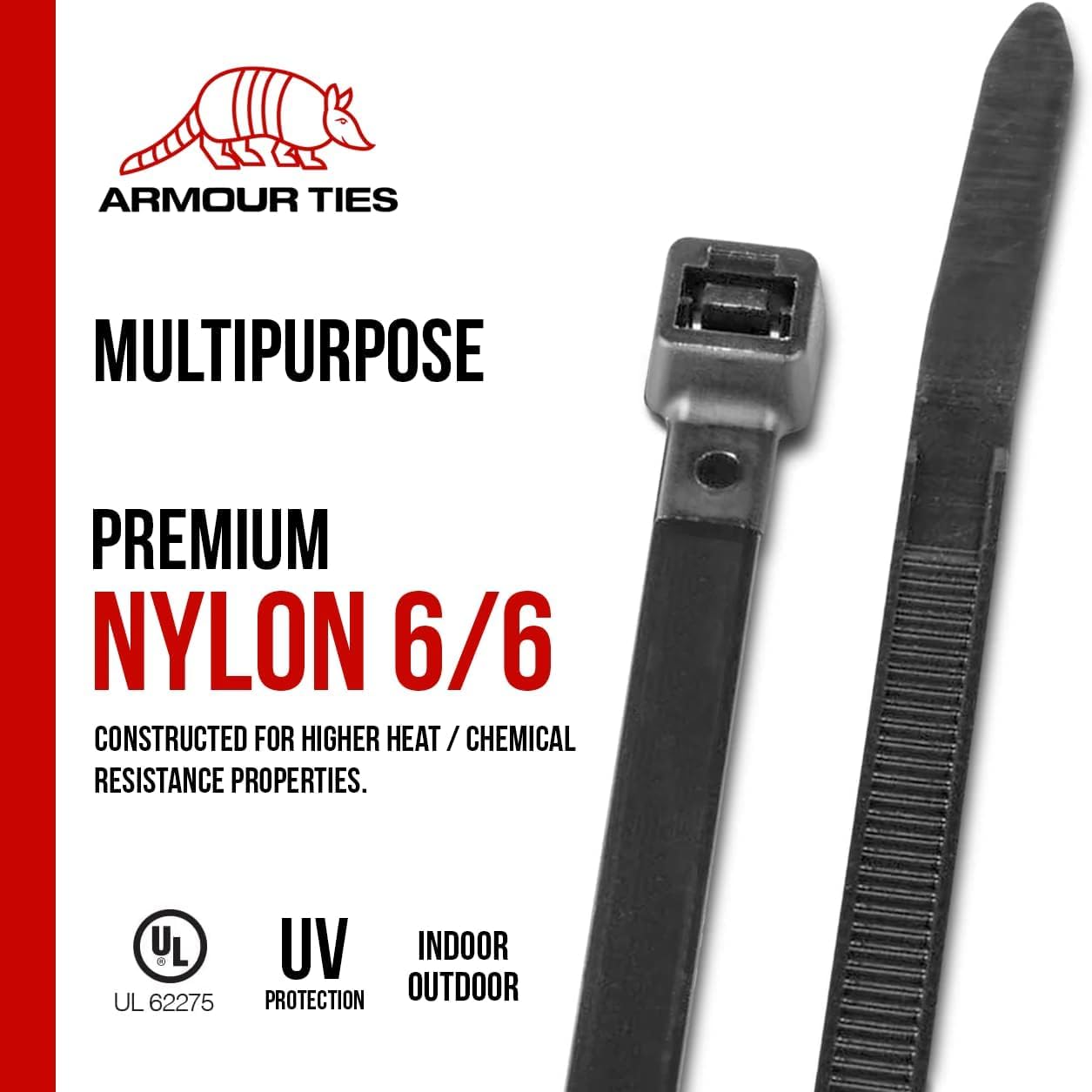 11-inch Black Zip Ties Heavy Duty UV Resistant Nylon Cable Ties, 50lb Tensile Strength, 100-Pack - Durable Wire Ties, Heavy Duty Tie Straps Indoor